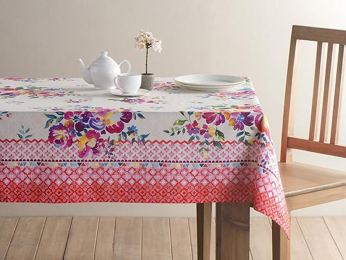 Maison d' Hermine Table Cloth Rectangle Table 100% Cotton 54 x 72 Inches Tablecloth Reusable Decorative for Dining Room Farmhouse Home Valentines Day Decorations Spring Summer - Rose Garden