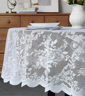 Warm Home Designs 60 x 84 Lace Tablecloth. White Oval Tablecloth with English Rose Design. Oval Table Cloth, Rustic Tablecloth or Dining Table Cover for 6-8 Guests. LTC White Oval 84"