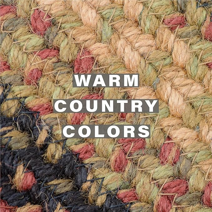 Homespice Highland Jute Braided Dinner Table Runner, Rustic Lodge Decor, Set of 2, Multicolor Rectangle 8x28 - Also Ideal as a Stair Tread - Rich Colors, Easy to Clean, Durable and Protects Furniture