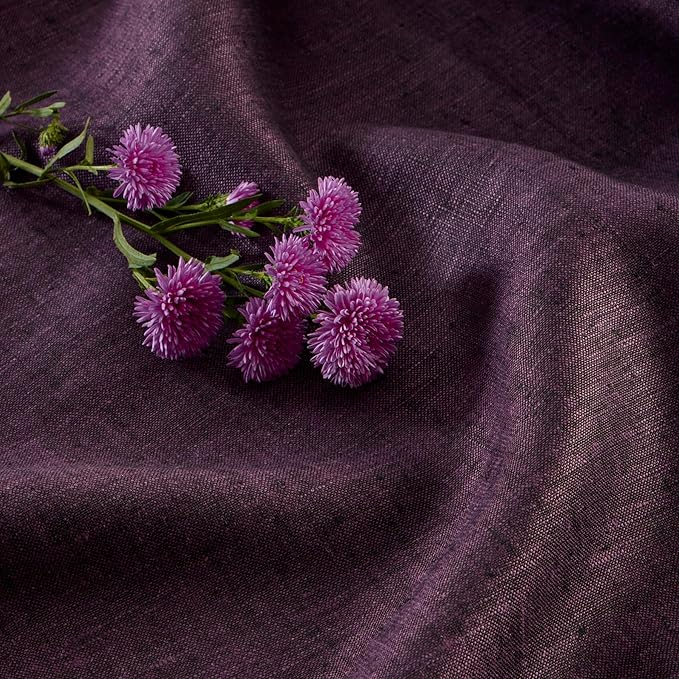Solino Home Linen Tablecloth 60 x 90 Inch - 100% Pure Linen Grape Table Cloth for Rectangle Tables - Athena, Machine Washable Tablecloth for Winter, Valentines, Spring, Easter