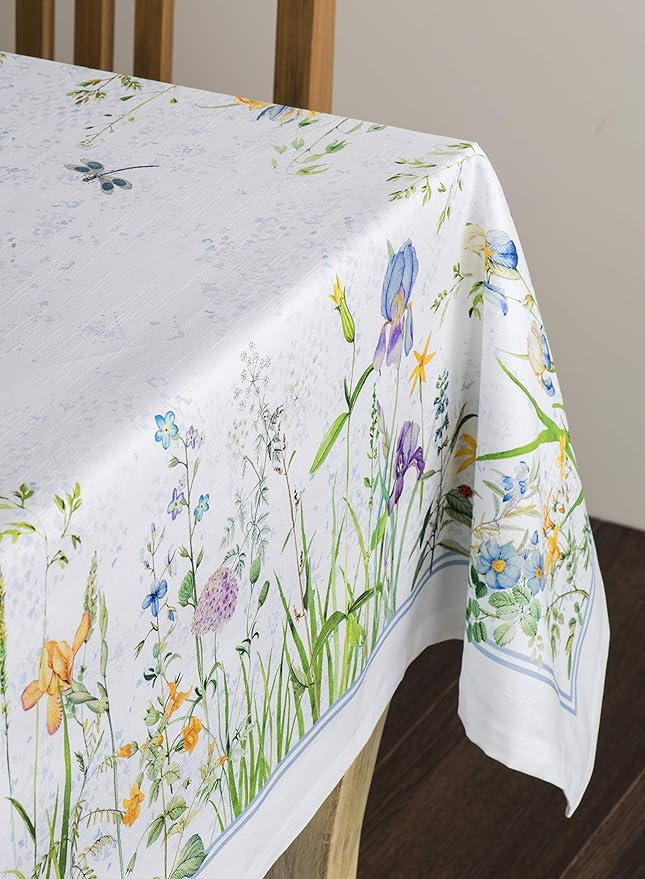Maison d' Hermine Table Cloth Rectangle Table 100% Cotton 70 x 108 Inches Tablecloth Reusable Decorative for Dining Room Farmhouse Home Valentines Day Decorations Spring Summer - Fleurs De Mai