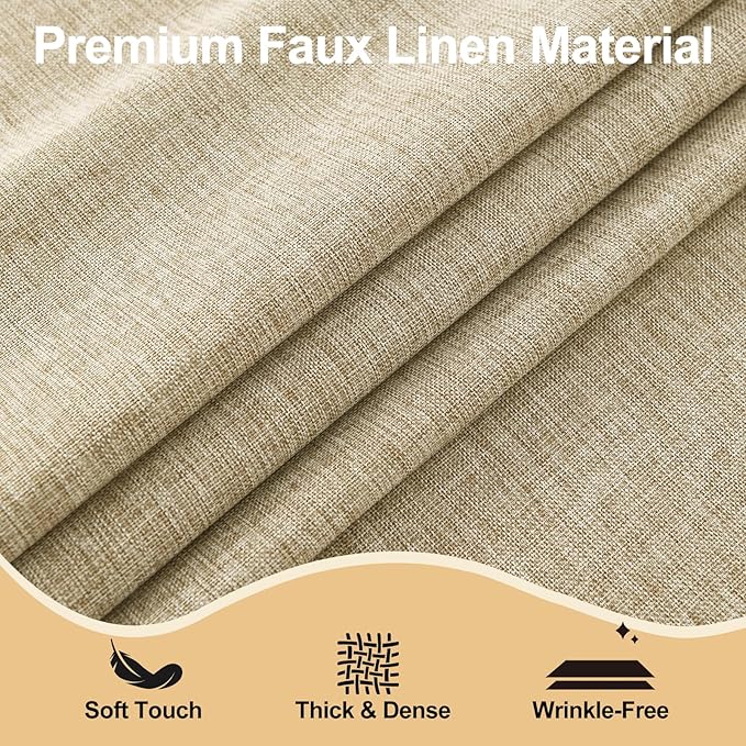 JIUZHEN Square Table Cloth Faux Linen Farmhouse Tablecloth Wrinkle and Stain Resistant Decorative Fabric Table Cover for Kitchen, Dining Room, Parties and Camping, Beige, 54 x 54 Inch