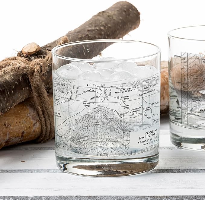 Black Lantern Whiskey Glasses - National Park Topographic Map Old Fashioned Glasses - 11oz. Rock Glass Set of 2 - Cocktail & Everyday Use Drinking Glasses - Dishwasher Safe (Arches)
