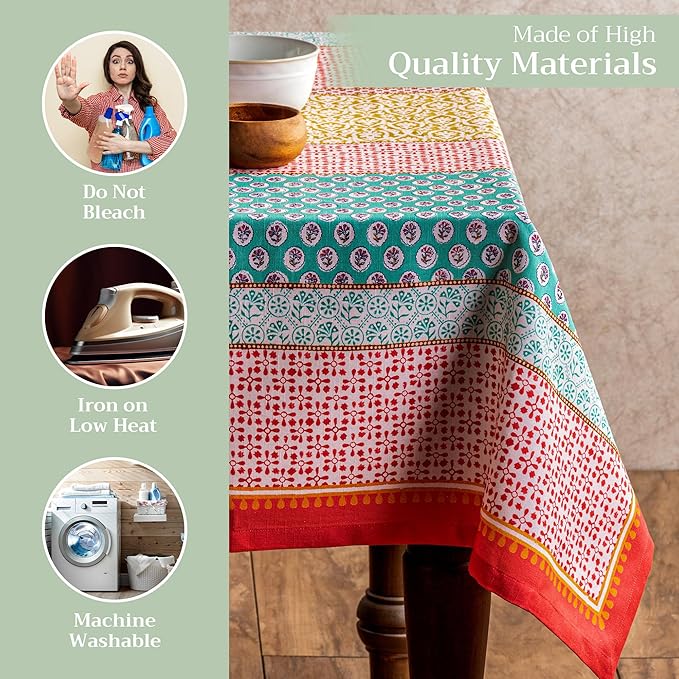 Maison d' Hermine Table Cloth Rectangle Table 100% Cotton 60 x 90 Inches Tablecloth Reusable Decorative for Dining Room Farmhouse Home Valentines Day Decorations Spring Summer - Provence