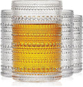 hobnail drinking glasses Highball Glasses Set of 4 12oZ Embossed Vintage Drinking Water Cocktail Whiskey Beverages Juice Milk Soda Gift for Men Women