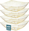 Posh Setting - Gold Glitter Plastic Serving Bowls for Party (64oz - 4 Pack) Square Bowls, Disposable Chip Bowls, Candy Bowls for Party Table, Salad Bowls for Party, Candy Containers for Candy Buffet