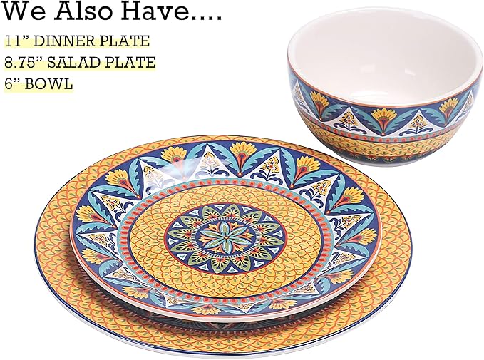 Bico Havana Salad Plates Set of 4, 8.75 Inch Ceramic Dessert Plates for Salad, Appetizer, Side Dishes, Microwave and Dishwasher Safe, Gift for Housewarming and Thanksgiving
