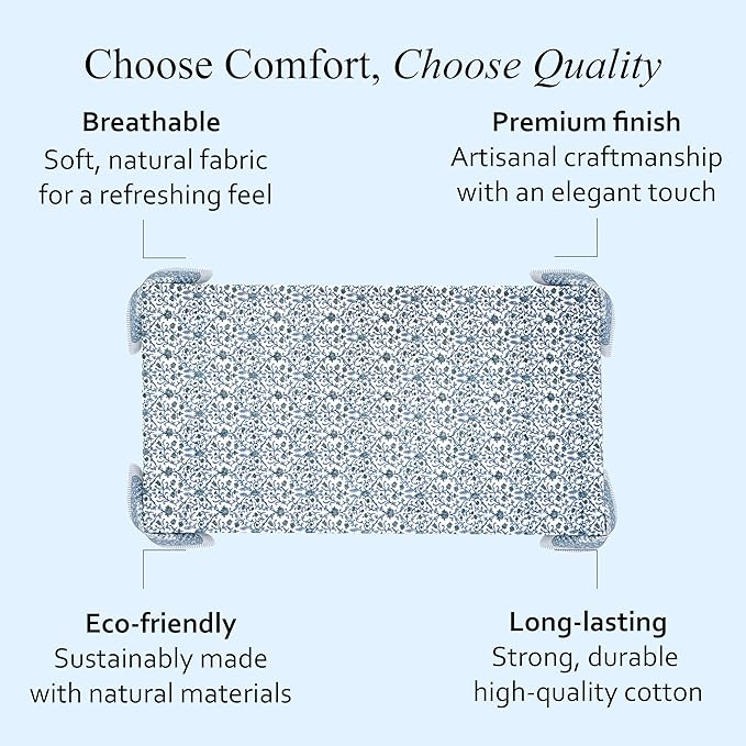 CPC Ocean Vine Tablecloth 100% Cotton 60x60 Inch Indian Block Print Rectangle Table Cover, Table Cloth for Gifting in Weddings, Halloween, Fall, Christmas, Thanksgiving