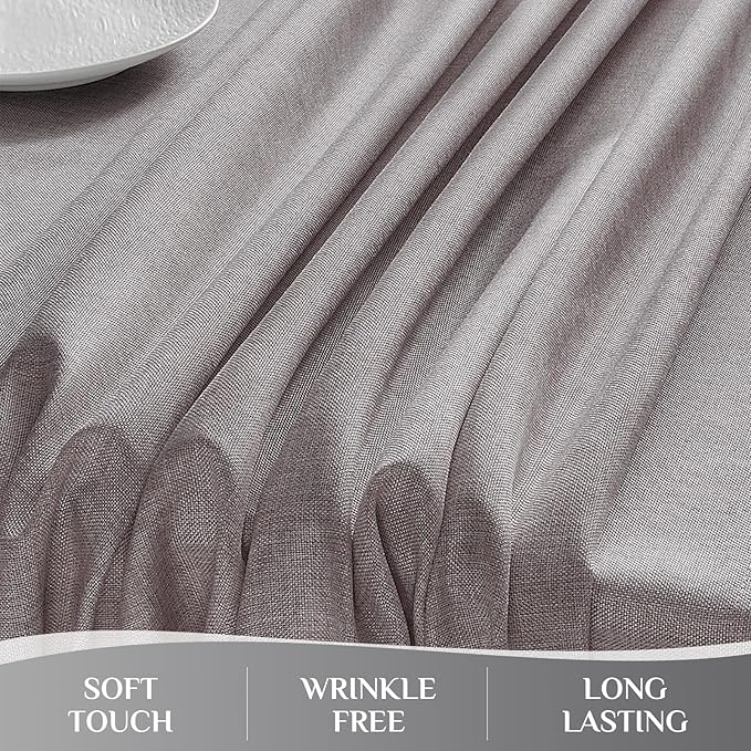 Softalker Rectangular Table Cloth 60x120 inch Grey Linen Textured Tablecloth Outdoor Waterproof, Stain and Wrinkle Resistant, Extra Lang Table Cloths for 6/8 Foot Rectangle Large Tables Decor Garden