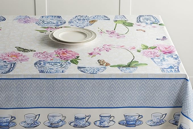 Maison d' Hermine Table Cloth Rectangle Table 100% Cotton 54 x 72 Inches Tablecloth Reusable Decorative for Dining Room Farmhouse Home Valentines Day Decorations Spring Summer - Canton