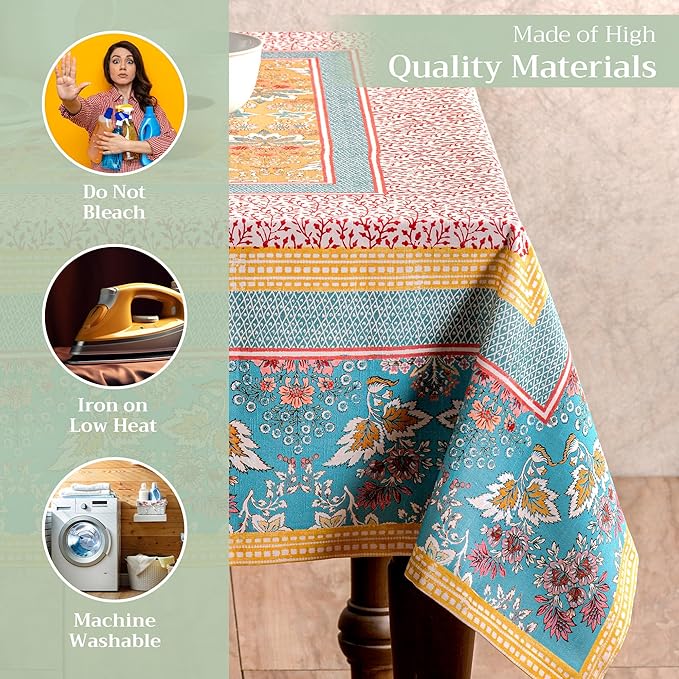 Maison d' Hermine Table Cloth Rectangle Table 100% Cotton 70 x 108 Inches Tablecloth Reusable Decorative for Dining Room Farmhouse Home Valentines Day Decorations Spring Summer - Marquise