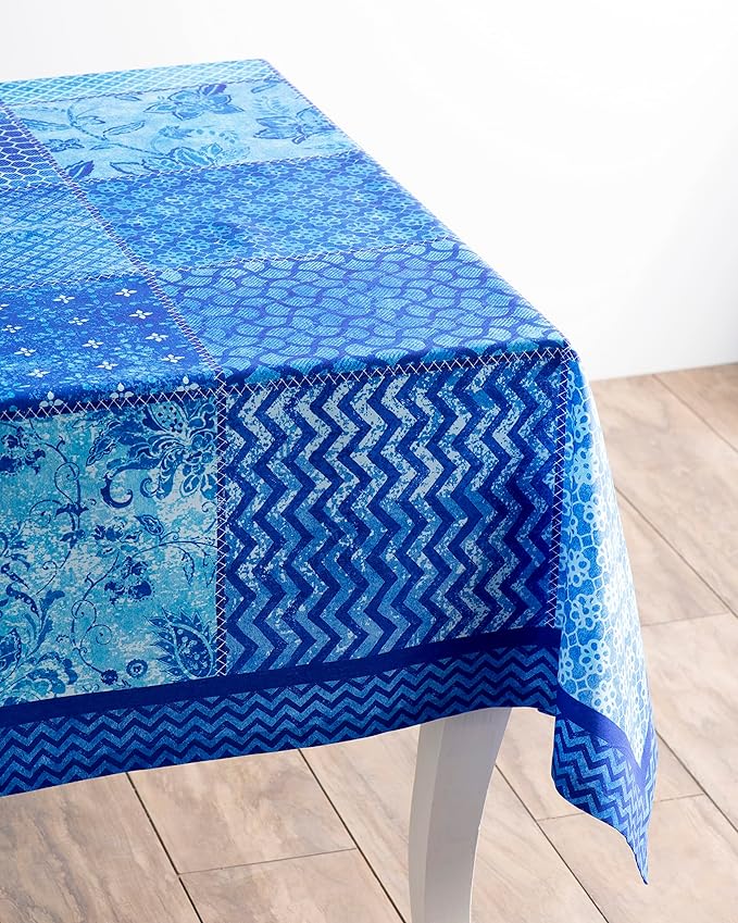 Maison d' Hermine Table Cloth Rectangle Table 100% Cotton 60 x 120 Inches Tablecloth Reusable Decorative for Dining Room Farmhouse Home Valentines Day Decorations Spring Summer - Indigo Love