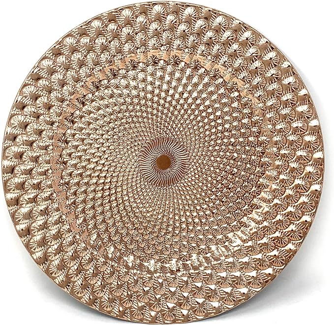 allgala 13-Inch 6-Pack Heavy Quality Round Charger Plates-Peacock Rose Gold-HD80363