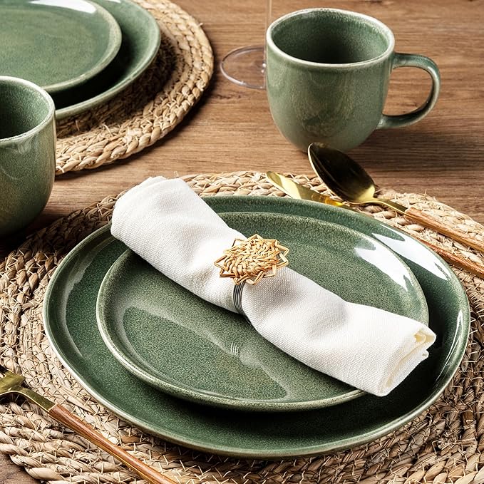AmorArc 8.5" Ceramic Plates Set of 6 | Handmade Stoneware with Reactive Glaze for Dessert, Salad, Appetizer & Dinner | Microwave/Dishwasher Safe, Scratch Resistant