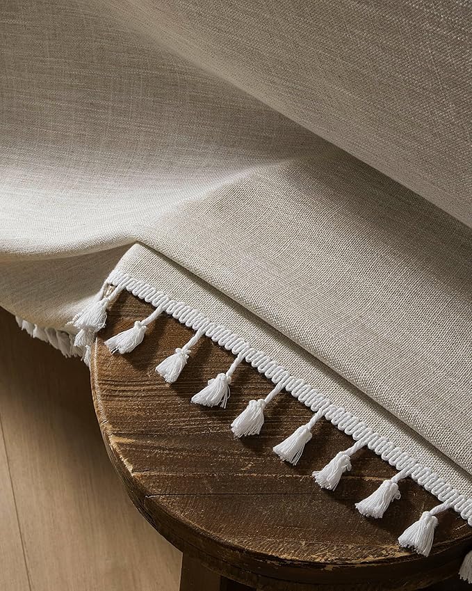 ZeeMart Contrast Linen Table Cloth Rectangle Table Cloths 54x108 Inch Brown, Farmhouse Style Heavy Weight Beige Tablecloth, Water Resistant Burlap Tablecloth