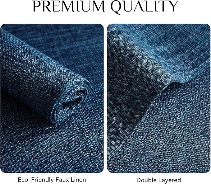 Softalker Faux Linen Placemats Set of 4-12 x 18 Inch, Heat Resistant Double Layered Durable Burlap Farmhouse Place Mats, Non-Slip Washable Rustic Table Mats for Dining, Kitchen, Party（Navy Blue