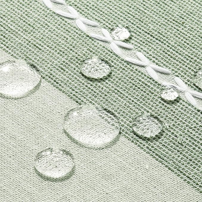 ZeeMart Contrast Linen Table Cloth Rectangle Table Cloths 60x104 Inch Green, Farmhouse Style Heavy Weight Sage Green Tablecloth, Water Resistant Burlap Tablecloths