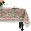 CPC Tablecloth 100% Cotton 72x140 Inch Indian Block Print Rectangle Table Cover, Pink Table Cloth for Weddings, Spring/Summer, Barbeque - Pink Tourmaline