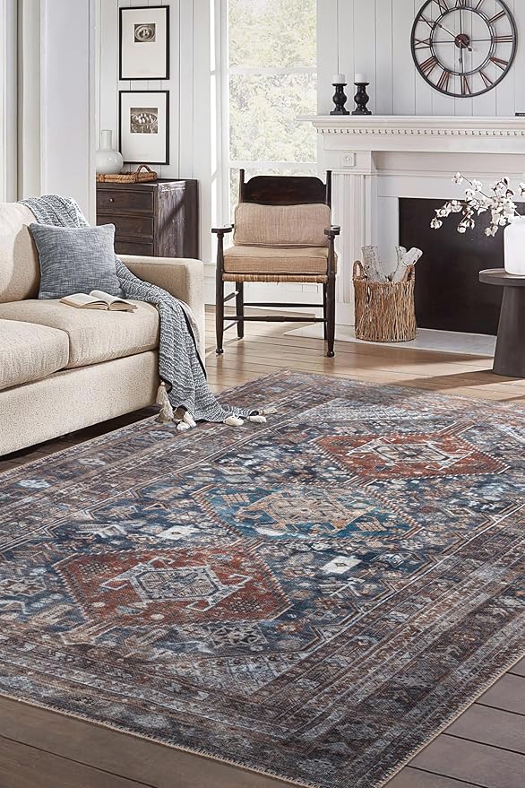 Keen Home Design 3x5 Rug - Machine Washable Entry Rug with Non-Slip Backing, Ideal for Enteryway, Kitchen, Bathroom, Laundry Room - Vintage, Easy Clean, Durable, Low Pile - (3' x 5')