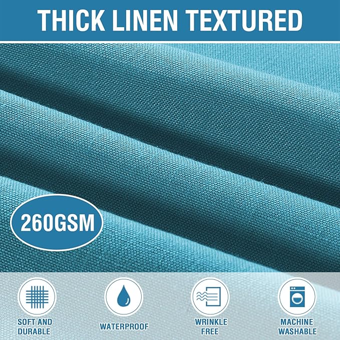 H.VERSAILTEX Linen Textured Table Cloths Round 60 Inch Premium Solid Tablecloth Spill-Proof Waterproof Table Cover for Dining Buffet Feature Extra Soft and Thick Fabric Wrinkle Free, Teal
