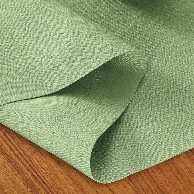 D'Moksha Homes Linen Sage Green Table Runner 90 Inches Long - 100% Pure Linen 14 x 90 Inch Table Runner for Dining, Spring, St Patricks Day, Easter - Machine Washable