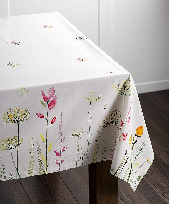 Maison d' Hermine Table Cloth Rectangle Table 100% Cotton 70 x 90 Inches Tablecloth Reusable Decorative for Dining Room Farmhouse Home Valentines Day Decorations Spring Summer - Botanical Fresh