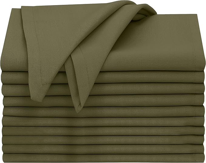 Ruvanti Cloth Napkins Set of 12, 18x18 Inches, 100% Cotton, Washable, Soft & Absorbent, Perfect for Wedding, Christmas, ‎Thanksgiving Dinners - Capulet Olive