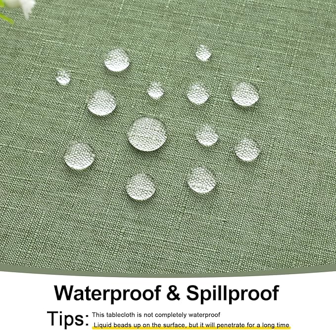 Smiry Rectangle Table Cloth Linen Textured, Waterproof Spillproof Anti-Wrinkle Burlap Tablecloth, Washable Decorative Fabric Table Cover for Dining, Party, Banquet, 54 x 78 Inch, Sage Green