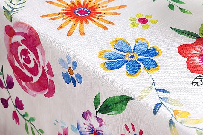Maison d' Hermine Table Cloth Square Table 100% Cotton 54 x 54 Inches Tablecloth Reusable Decorative for Dining Room Farmhouse Home Valentines Day Decorations Spring Summer - Happy Florals - Sweety