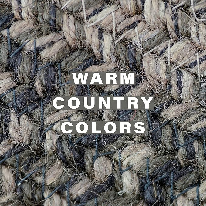 Homespice Flint Hill Jute Braided Placemats, Warm Primitive Decor, Set of 4, Grey 13x19 Oval Table Mats - Vibrant Colors, Durable, Easy to Clean and Protects Furniture