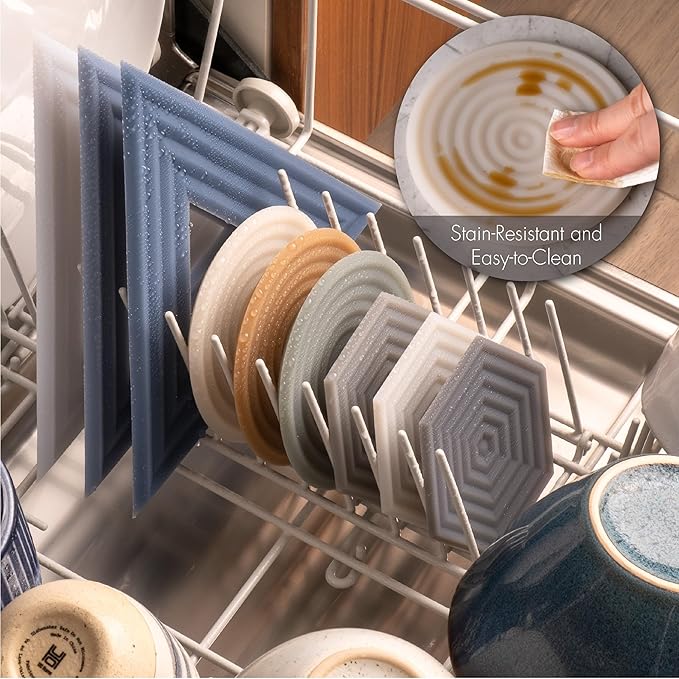 LINE+ARC Extra Thick Silicone Coasters (As Seen in NYTimes WireCutter) Waterproof Anti-Stain Heat-Safe Dishwasher-Safe Degrē Coasters XL (Set of 6 Joshua Tree) Outdoor Rubber Mid-Century Modern