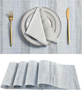 Leetaltree LightSteel Blue Placemats Set of 4 - Heat Resistant Non-Slip Place mats for Dining Table, Washable Durable PVC Vinyl Woven Table Mats（LightSteel Blue, 4）