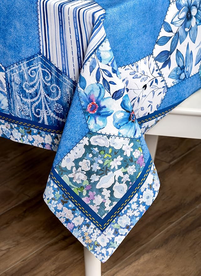Maison d' Hermine Table Cloth Rectangle Table 100% Cotton 70 x 120 Inches Tablecloth Reusable Decorative for Dining Room Farmhouse Home Valentines Day Decorations Spring Summer - Summer Blues