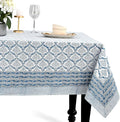 CPC Indigo Regal Tablecloth 100% Cotton 72x160 Inch Indian Block Print Rectangle Table Cover, Table Cloth for Gifting in Weddings, Halloween, Fall, Christmas, Thanksgiving