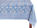 ATOSII Azora Blue 100% Cotton Rectangle Summer Tablecloth, Block Print Floral Table Cloth for Dining, Outdoors, Parties, Weddings I Grand Millenial Decor 60 X 90 Inches I 6 Seater I Memorial Day