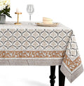 CPC Sandstone Regal Tablecloth 100% Cotton 60x60 Inch Indian Block Print Rectangle Table Cover, Table Cloth for Gifting in Weddings, Halloween, Fall, Christmas, Thanksgiving