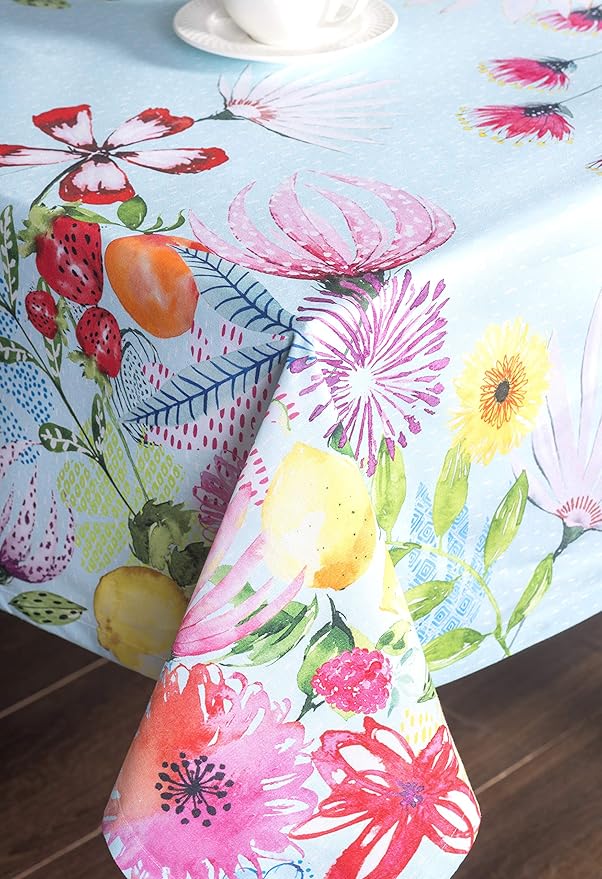 Maison d' Hermine Table Cloth Square Table 100% Cotton 60 x 60 Inches Tablecloth Reusable Decorative for Dining Room Farmhouse Home Valentines Day Decorations Spring Summer - Jardin D'Ete - Mint