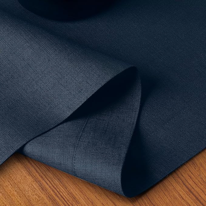 D'Moksha Homes Linen Navy Blue Table Runner 84 Inches Long - 100% Pure Linen 14 x 84 Inch Table Runner for Dining, Easter - Machine Washable