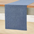 Solino Home Linen Table Runner 60 Inches - 100% Pure Linen Blue Denim Table Runner 14 x 60 Inch Ideal for Dresser and Coffee Tables - Athena, Winter, Spring, Easter