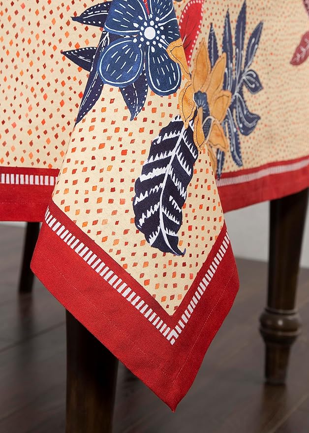 Maison d' Hermine Table Cloth Square Table 100% Cotton 60 x 60 Inches Fall Tablecloth Reusable Everyday Use for Thanksgiving Christmas Decorations Dining Farmhouse Party (Kalahari)