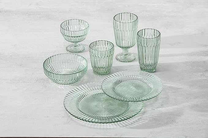 Fortessa Archie Glass Drinkware, Iced Beverage Glass (Set of 6), 14.8 Ounce, Sage