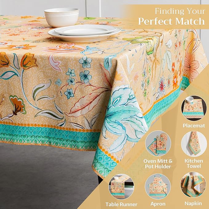 Maison d' Hermine Table Cloth Rectangle Table 100% Cotton 60 x 120 Inches Tablecloth Reusable Decorative for Dining Room Farmhouse Home Valentines Day Decorations Spring Summer - Luxury Loft - Peach