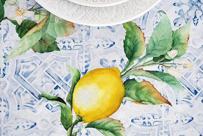 Maison d' Hermine Table Cloth Rectangle Table 100% Cotton 60 x 108 Inches Tablecloth Reusable Decorative for Dining Room Farmhouse Home Valentines Day Decorations Spring Summer - Citrus
