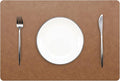 Set of 8 Faux Leather Placemats, PU Table Mats, Waterproof, Stain Resistant, Heat Resistant, Non-Slip Easy to Clean for Kitchen Dining Table,Conference Table F Flaxen