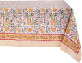 ATOSII Clover Yellow 100% Cotton Rectangle Fall Tablecloth, Handblock Floral Print Linen Table Cloth for Kitchen Dining I Parties, Outdoors, Christmas, Thanksgiving I 72 X 120 Inches I 10 Seater