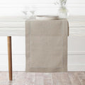 D'Moksha Homes Linen Natural Table Runner 108 Inches Long - 100% Pure Linen 14 x 108 Inch Table Runner for Valentines, Spring, Easter - Classic Hemstitch