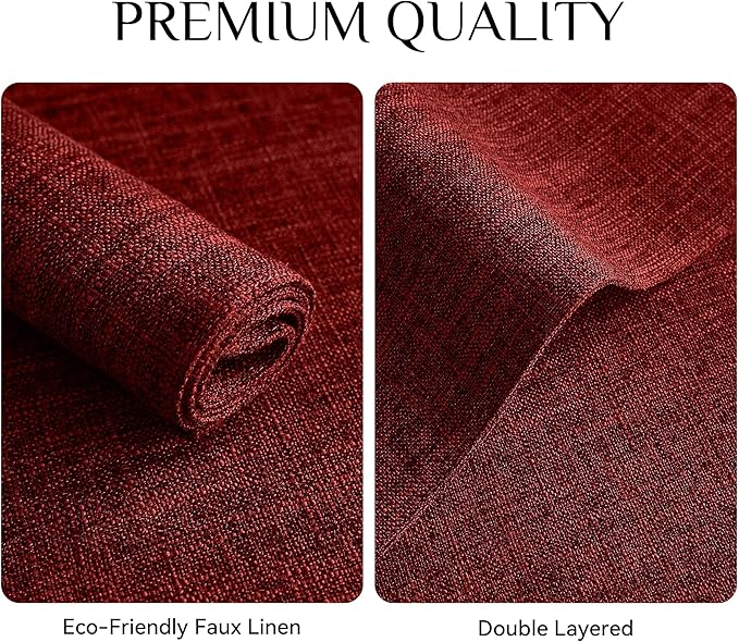 Softalker Faux Linen Placemats Set of 8-12 x 18 Inch, Heat Resistant Double Layered Durable Burlap Farmhouse Place Mats, Non-Slip Washable Rustic Table Mats for Dining, Kitchen, Party（Red