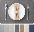 Faux Leather Placemats Set of 8 Vinyl Washable Wipeable Table Mats for Kitchen Dining Table Heat Resistant Waterproof Modern Indoor/Outdoor Placemats Non-Slip Easy Clean Place Mats (Midnight)