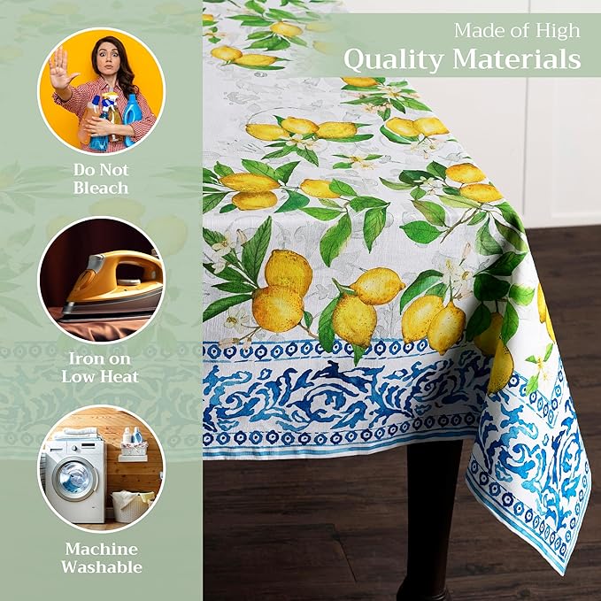 Maison d' Hermine Table Cloth Rectangle Table 100% Cotton 54 x 72 Inches Tablecloth Reusable Decorative for Dining Room Farmhouse Home Valentines Day Decorations Spring Summer - Cedrat