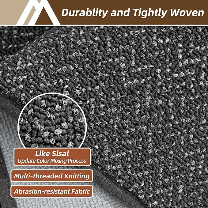 COSY HOMEER Kitchen Rugs Non Slip Washable 24"x36"+24"x60" Absorbent Kitchen Mats for Floor Stain Resistant Kitchen Runner Rug Sets of 2 Kitchen Floor Mats for Sink,Dark Grey